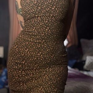 NWOT Old Navy Vintage Y2K Slip Sundress Sz 4 Woman Brown Ditsy Floral Lace Trim